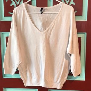 White Slouchy V Neck Sweater Size 8